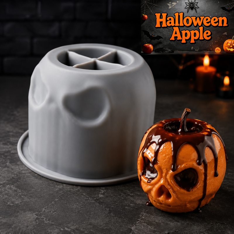 Candle Making Tutorial - Halloween-Totenkopf-Apfel-Silikonform, kreatives Design, lebensmittelechtes Silikon, antihaftbeschichtet